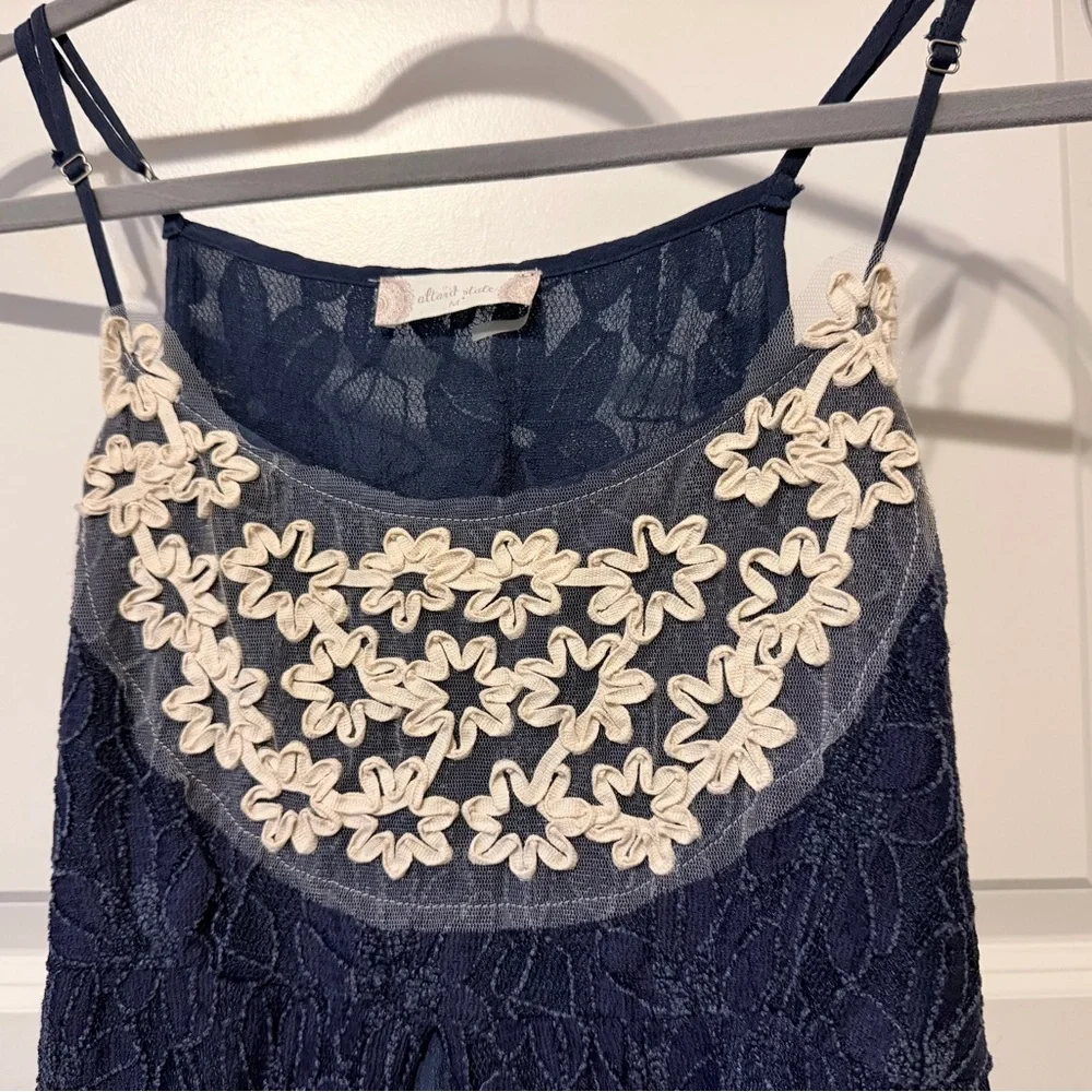 Altar'd State Navy Blue Lace Midi Dress - Picture 2 of 8